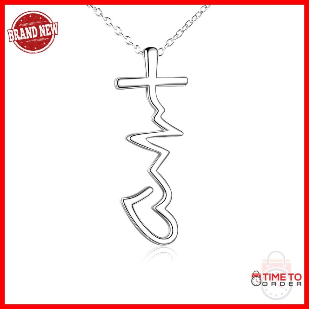 Sterling Silver Cross Pendant Necklace Faith Hope Love Religious Jewelry Gift